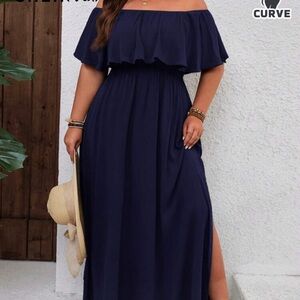 SHEIN Navy Off-Shoulder Maxi Skirt